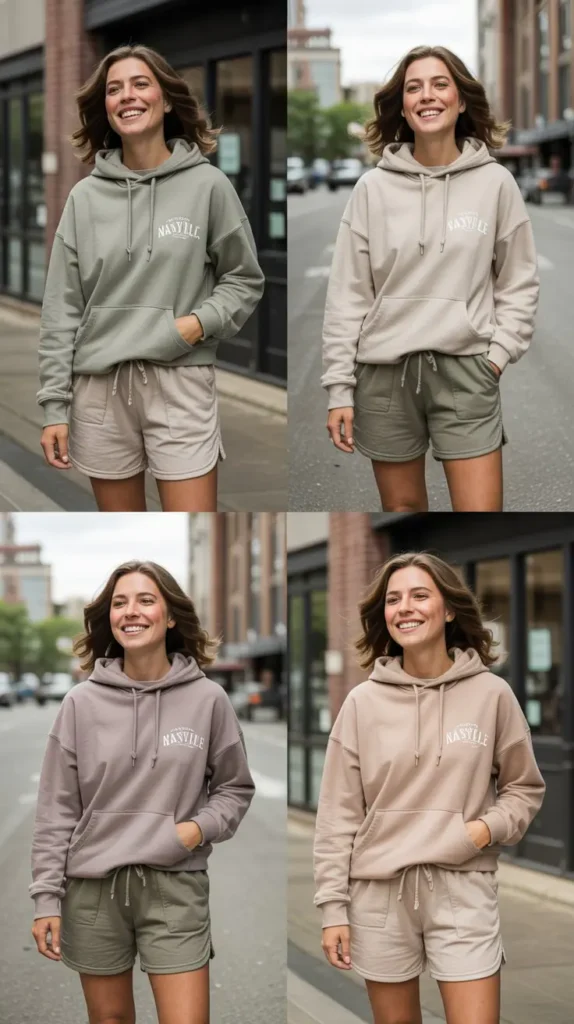 Casual Hoodie and Shorts