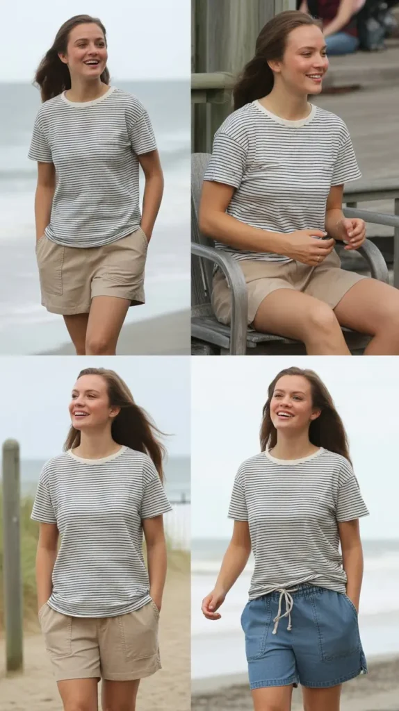 Striped Tee with Cotton Shorts