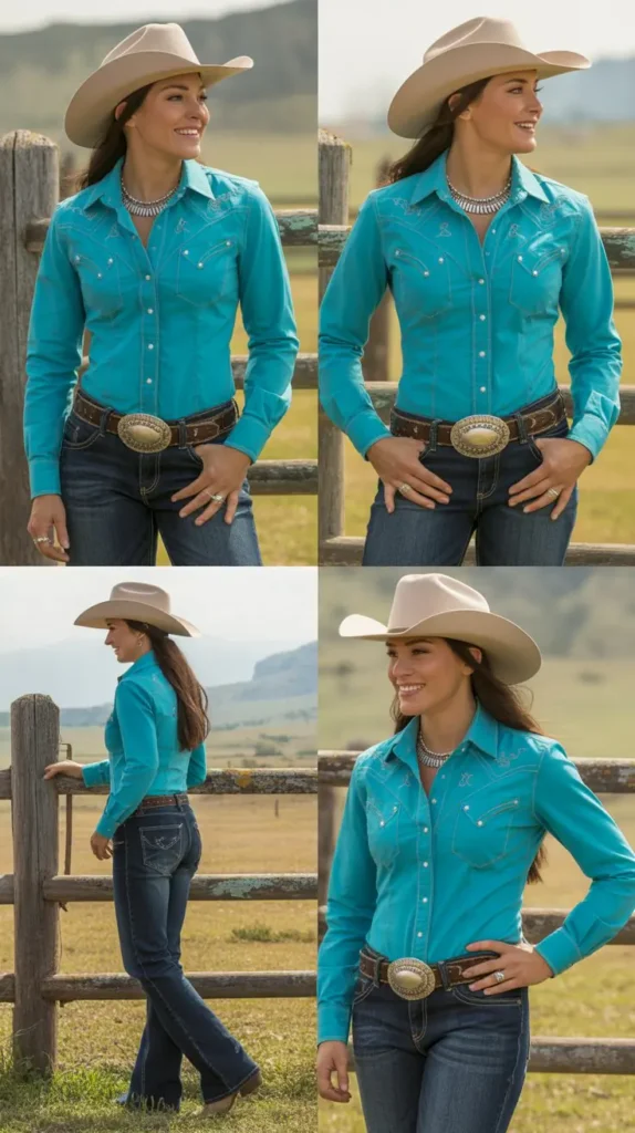 Turquoise Accent Western Outfit