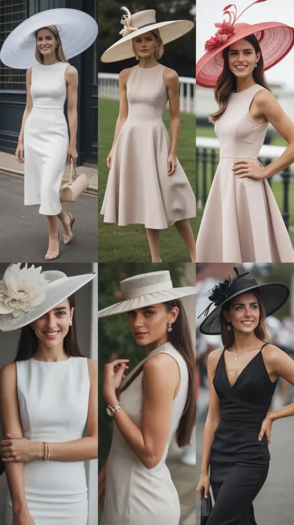  Statement Hat and Minimal Dress Combination