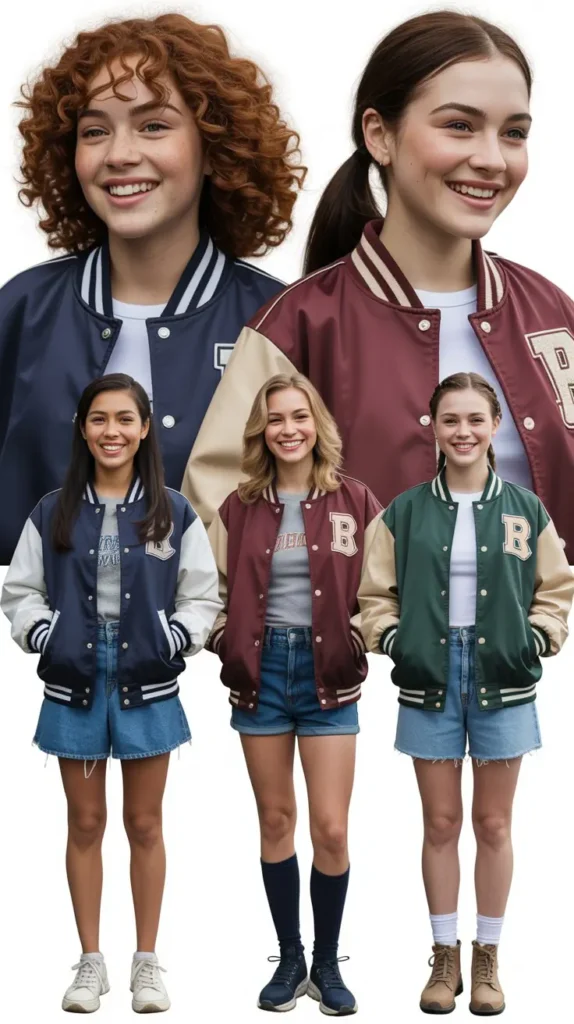 Varsity Jacket With Jean Shorts