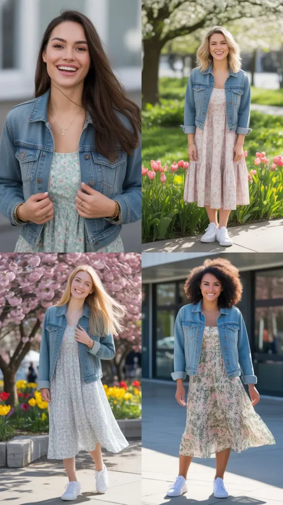 Floral Midi Dress with Sneakers