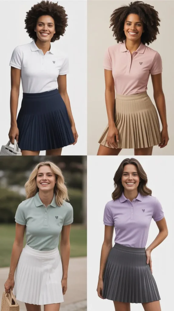 Polo Shirt with Pleated Skirt