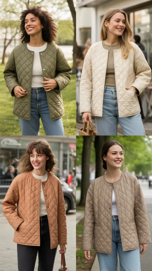 Quilted Jacket with Straight Jeans