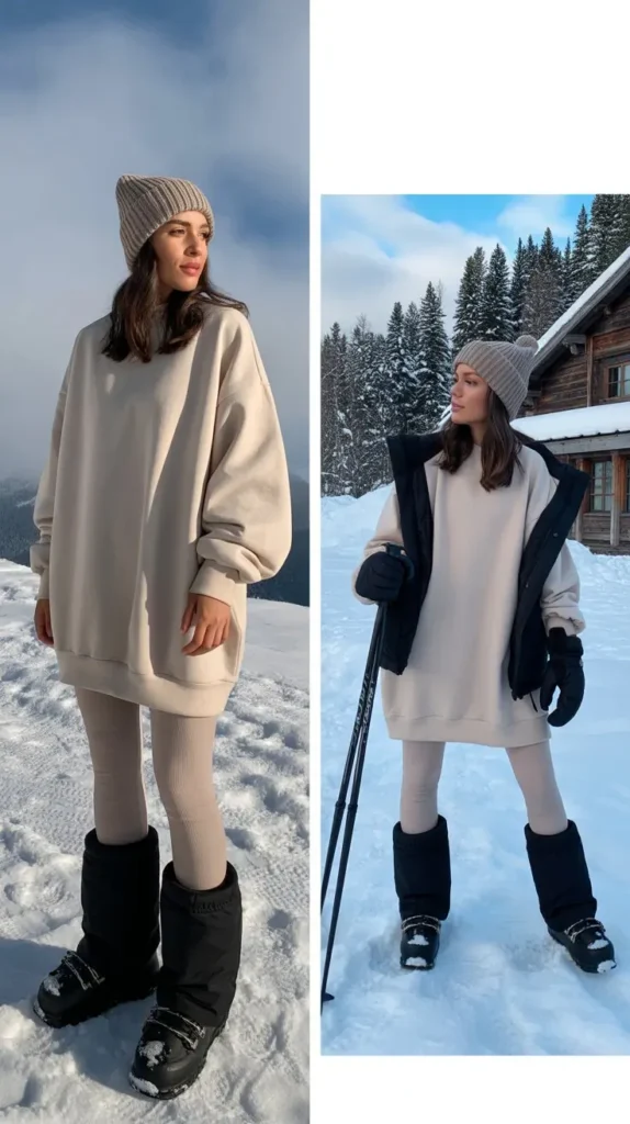 Sweatshirt Dress with Boots