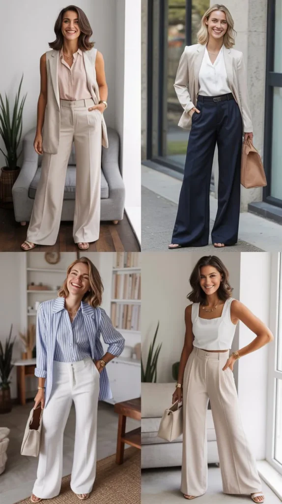 Sleeveless Blouse with Wide-Leg Pants