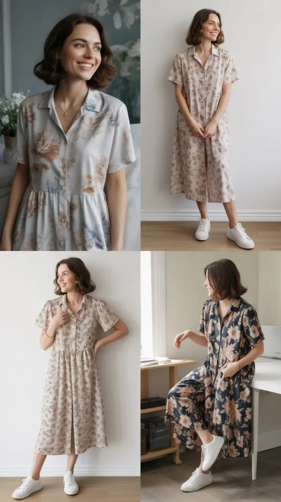  Floral Dress with White Sneakers