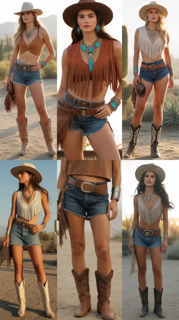 Cowboy Core Leather Shorts Outfit