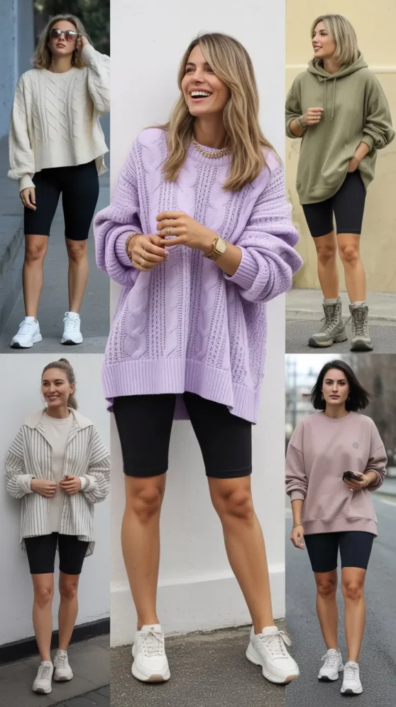 Oversized Sweater With Biker Shorts