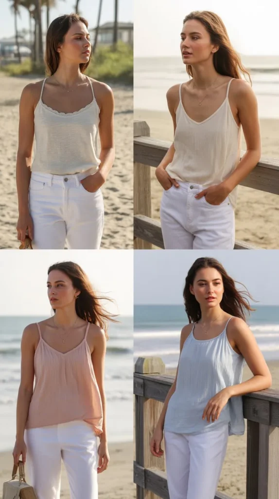 White Jeans with Breezy Tank Tops