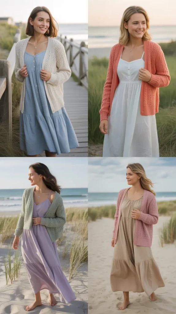 16. Lightweight Cardigans over Beach Dresses