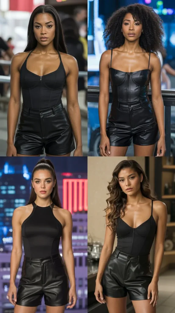 Leather Shorts With Bodysuit