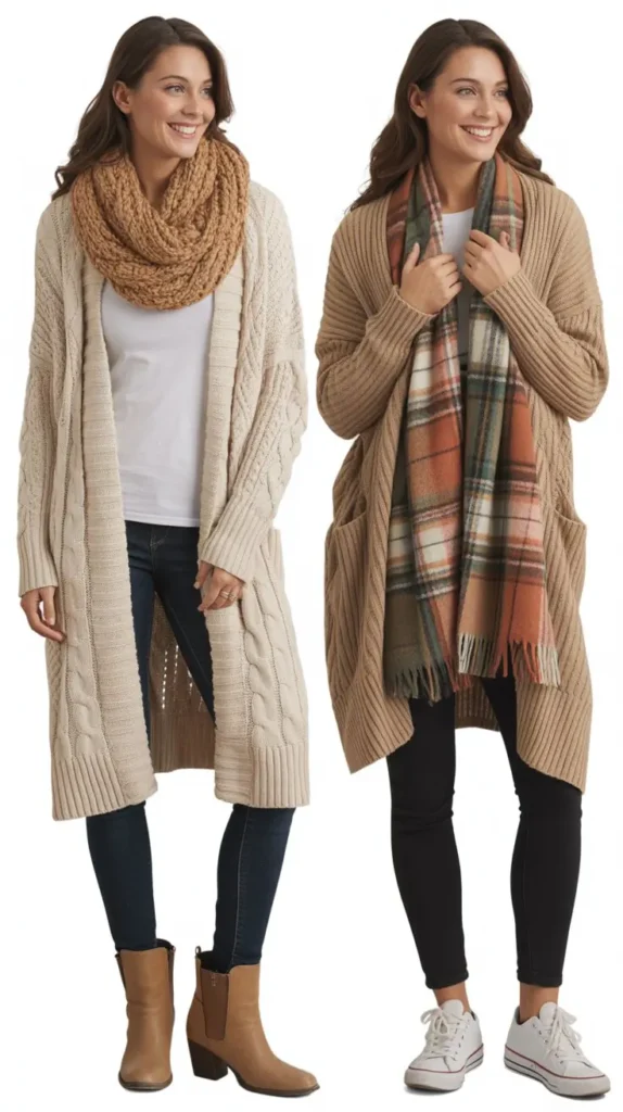 Cardigan and Scarf Combo