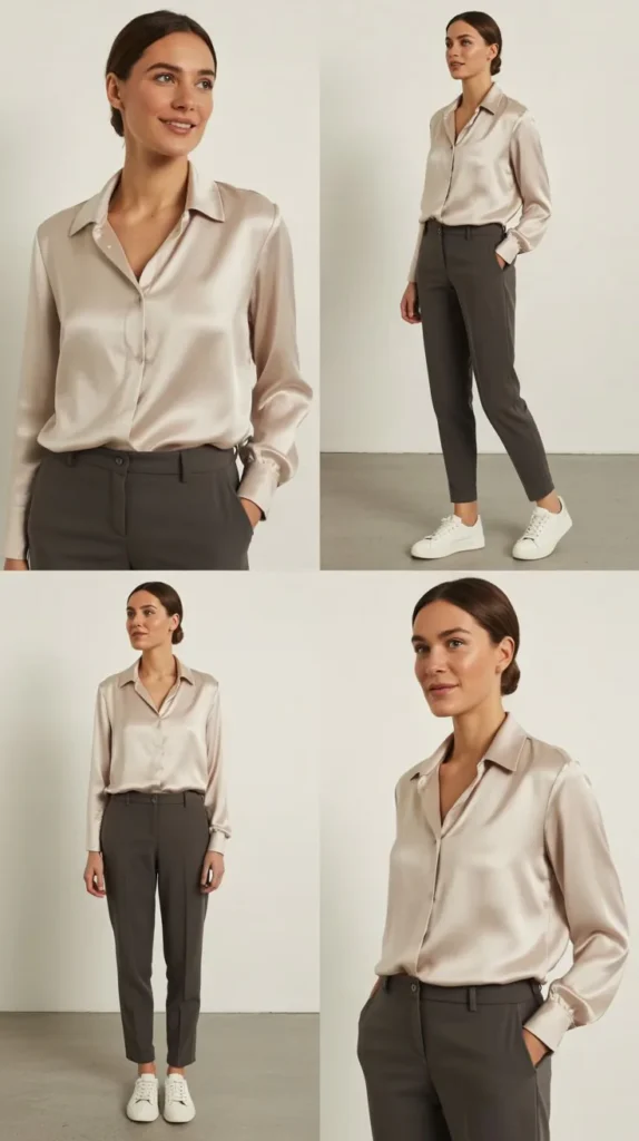  Silk Top with Casual Sneakers