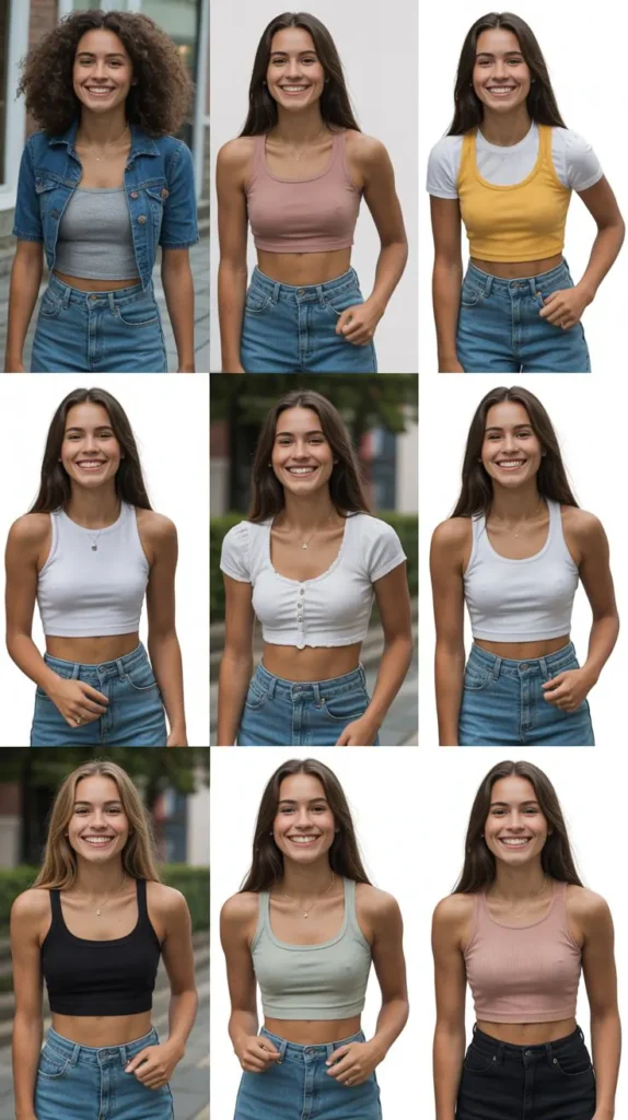 Crop Top with High-Waist Jeans (Girls)