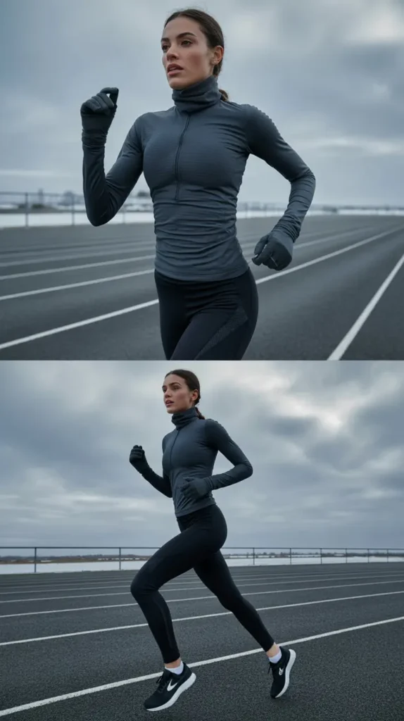 Thermal Compression Top With Running Tights
