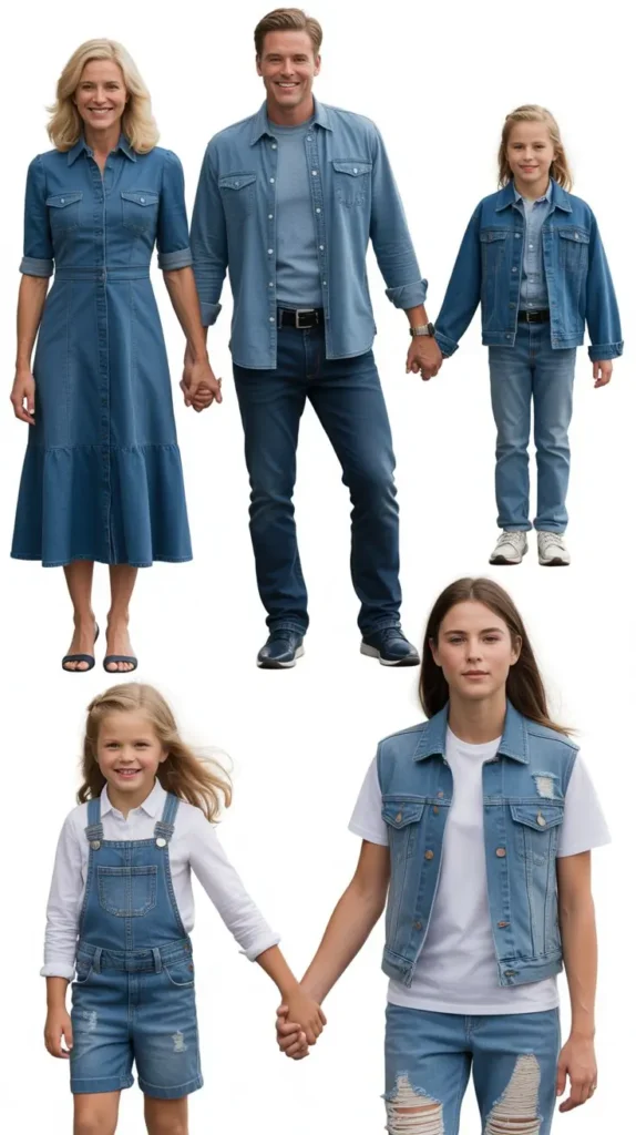 7. Coordinated Denim Dresses