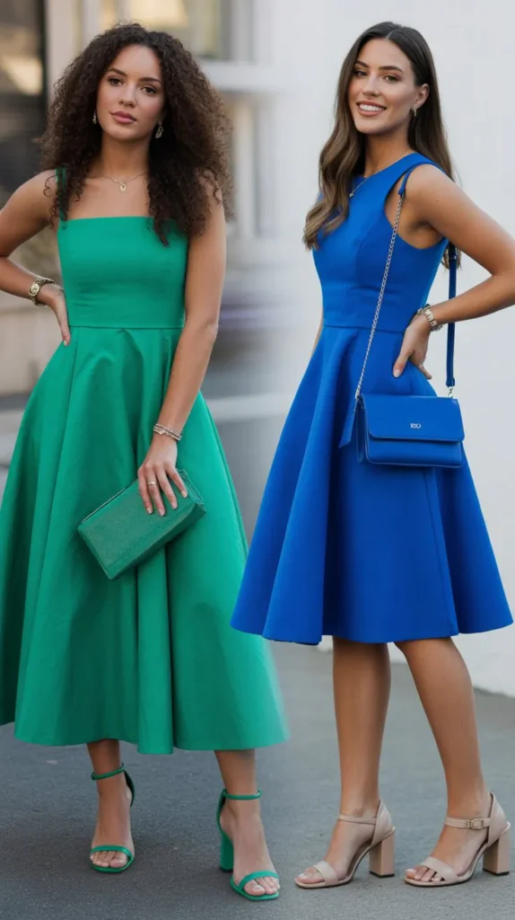  Bold Statement Colored Dress with Matching Accessories