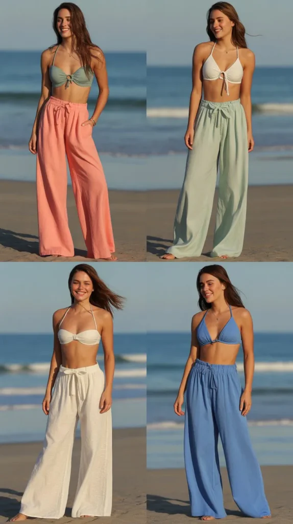 Wide-Leg Pants with Bikini Tops