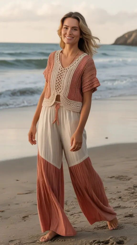  Crochet Tops with Wide-Leg Pants
