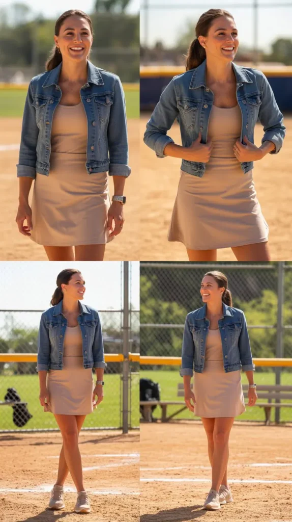 Denim Jacket with Athletic Dress