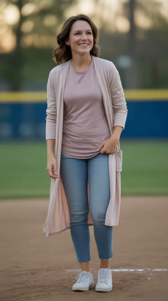 Long Cardigan & Basic Tee Combo