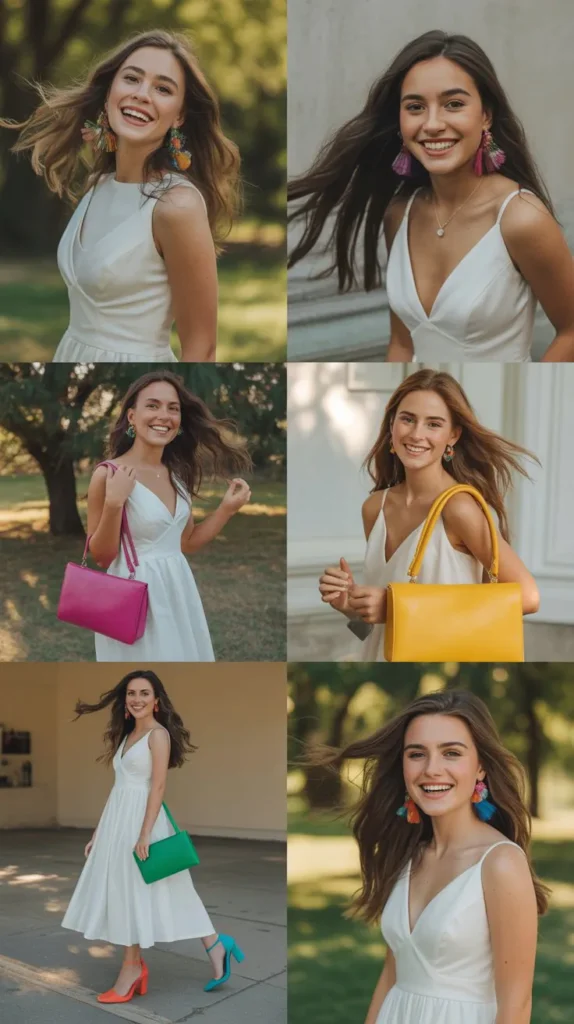  White Dress with Colorful Accessories for a Personalized Graduation Look