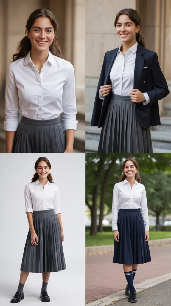Casual Shirt with Midi Skirt