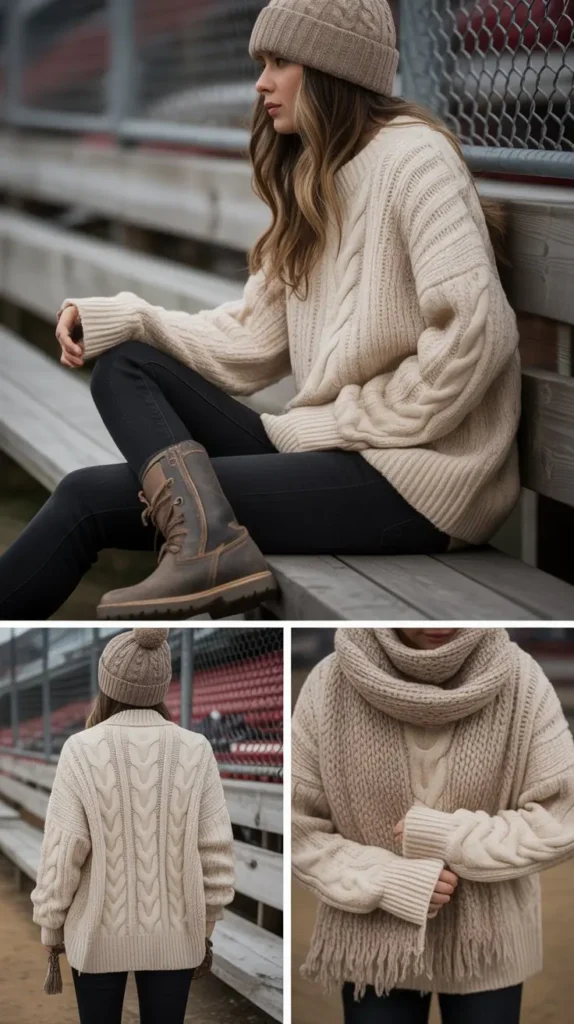Chunky Knit Sweater with Jeans