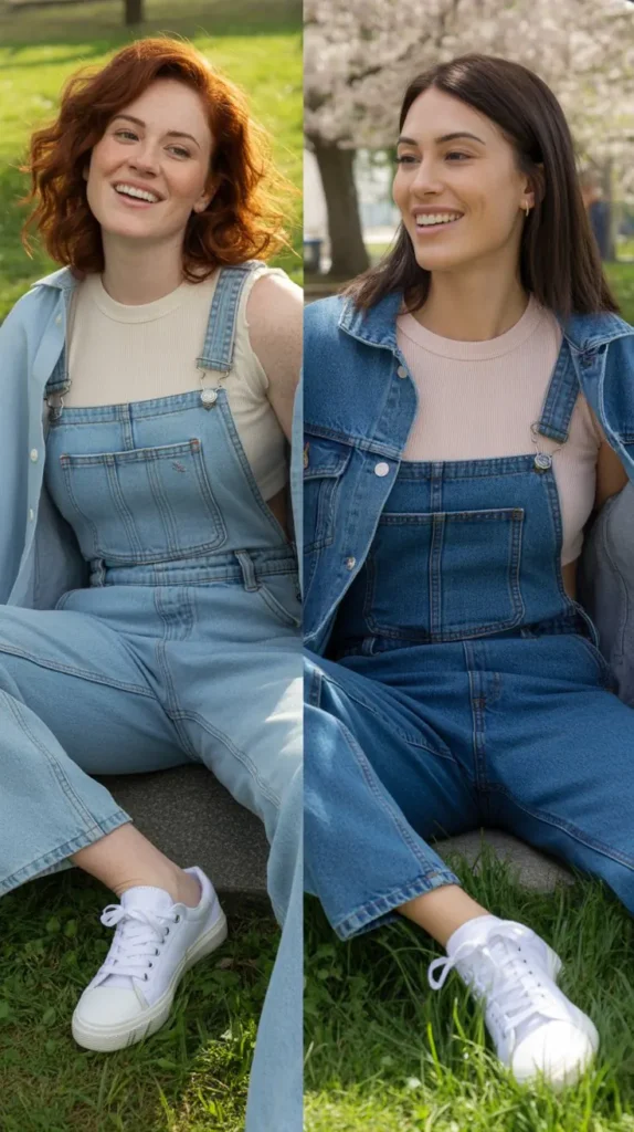Thermal Undershirt With Overalls and a Denim Jacket