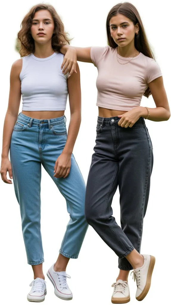  Crop Top With High-Waisted Jeans