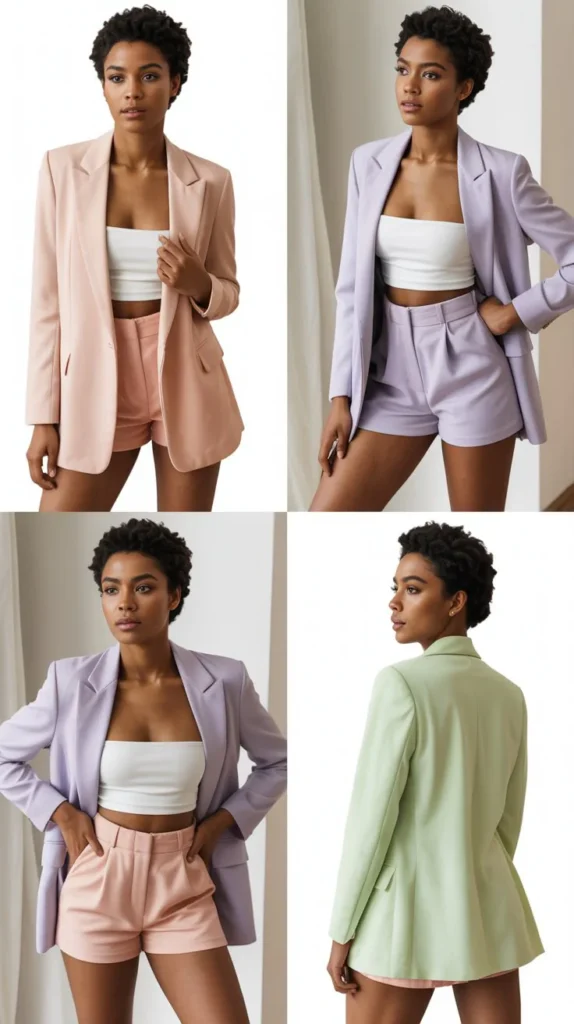  Pastel Blazer with Matching Shorts