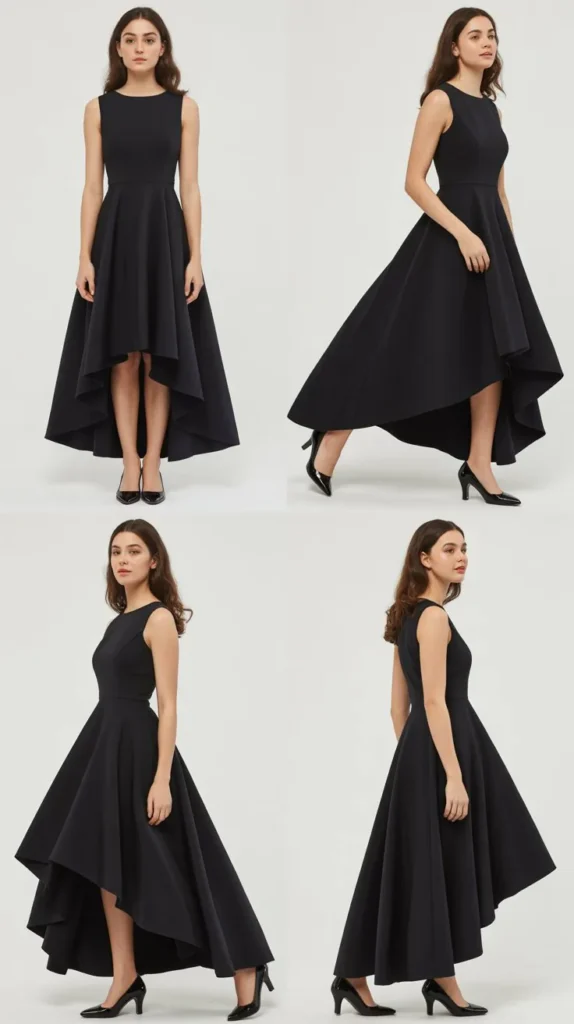 Refined High-Low Midi Dress