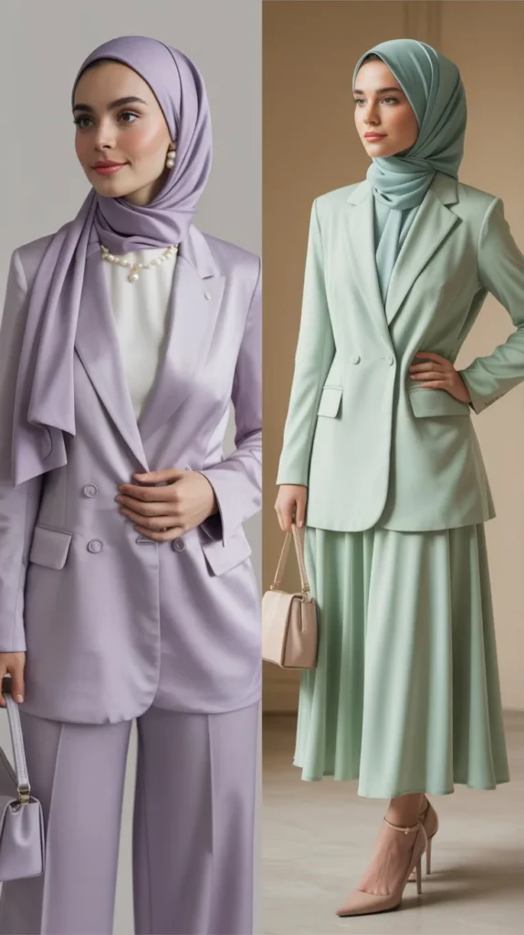 Soft Pastel Suit With Hijab