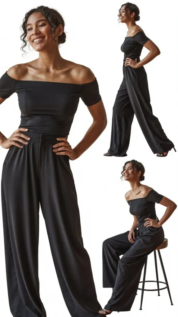 Off-Shoulder Top with Wide-Leg Pants