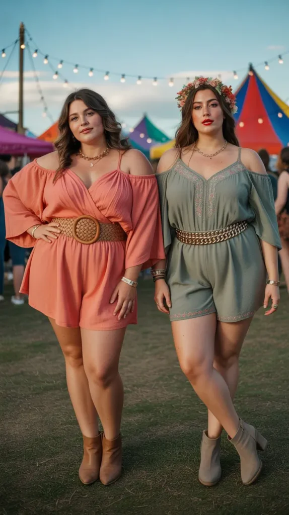 Off-Shoulder Romper With Statement Belt