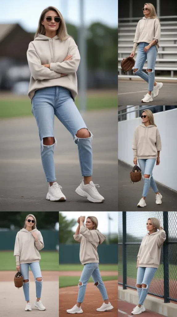 Hoodie and Ripped Jeans Combination