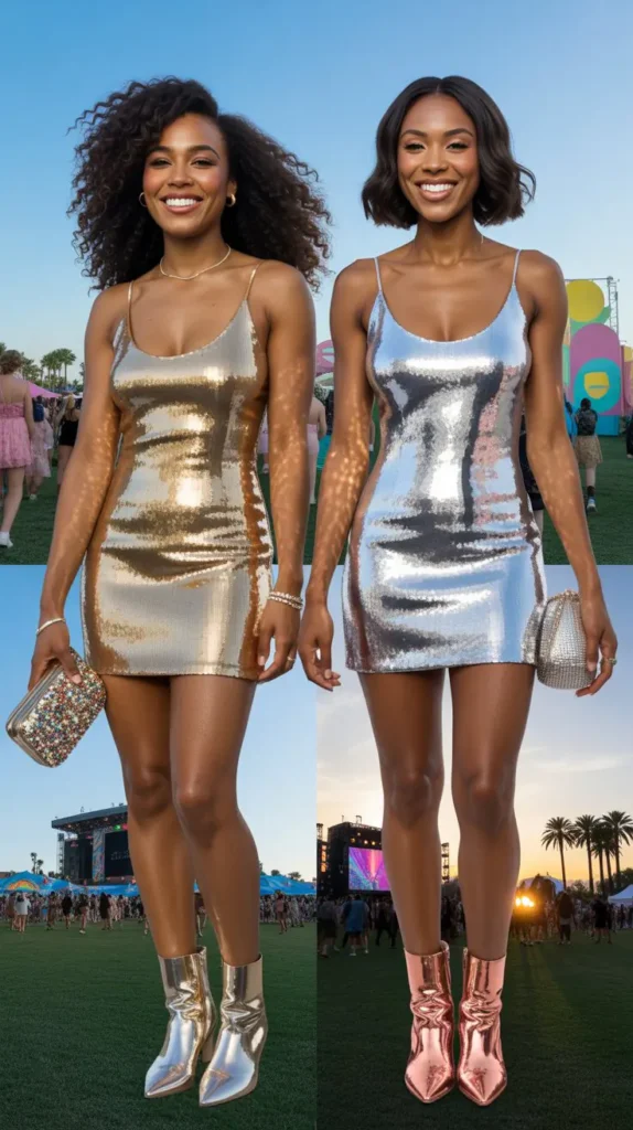 Sequin Mini Dress Festival Look
