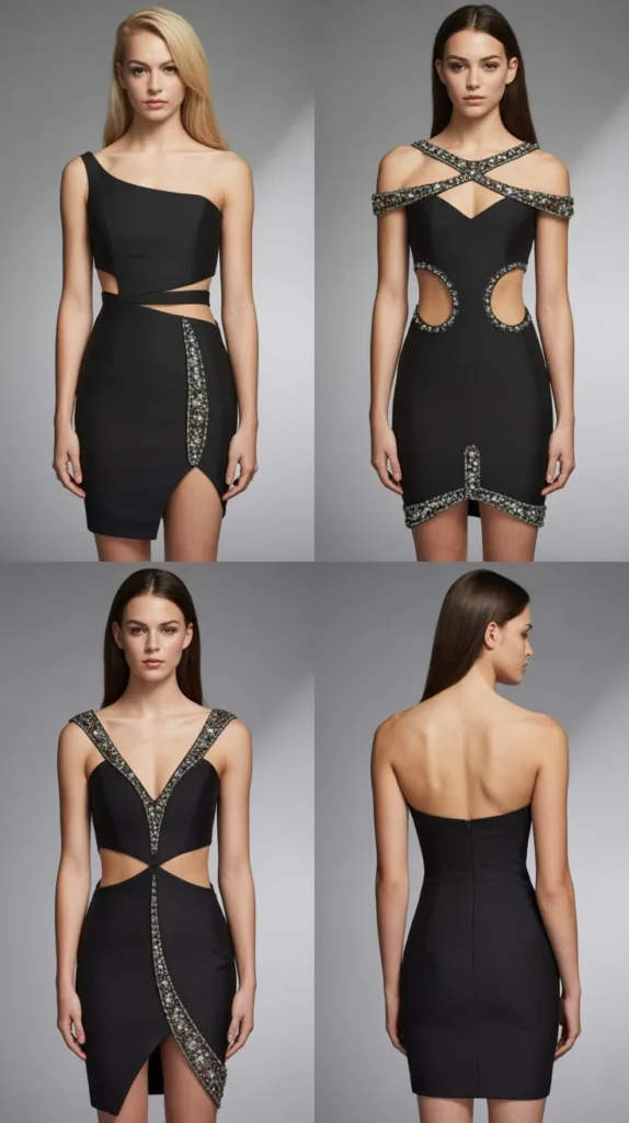  Structured Bodycon Dress with Statement Details