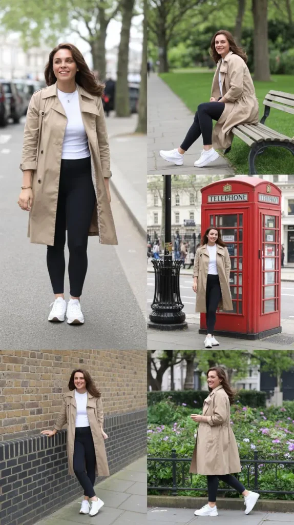 Trench Coat with Black Leggings