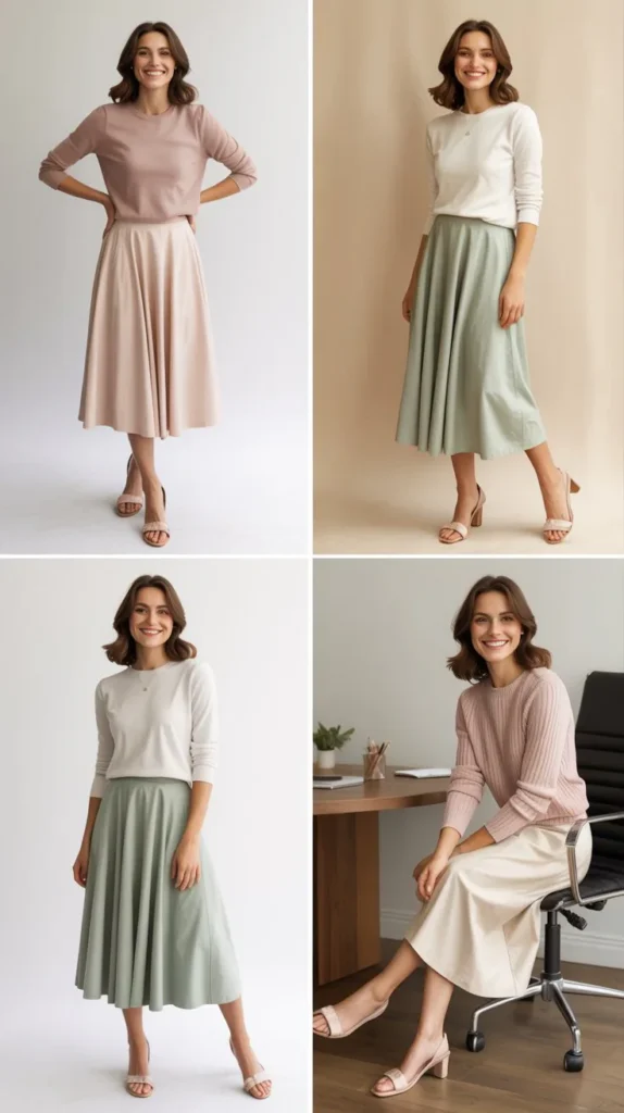 Lightweight Sweater with Midi Skirt