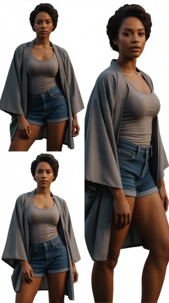Kimono with Tank and Shorts