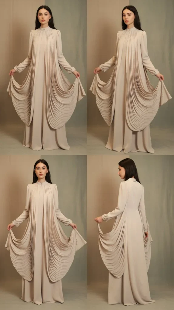 Modest Layered Dress with Elegant Draping
