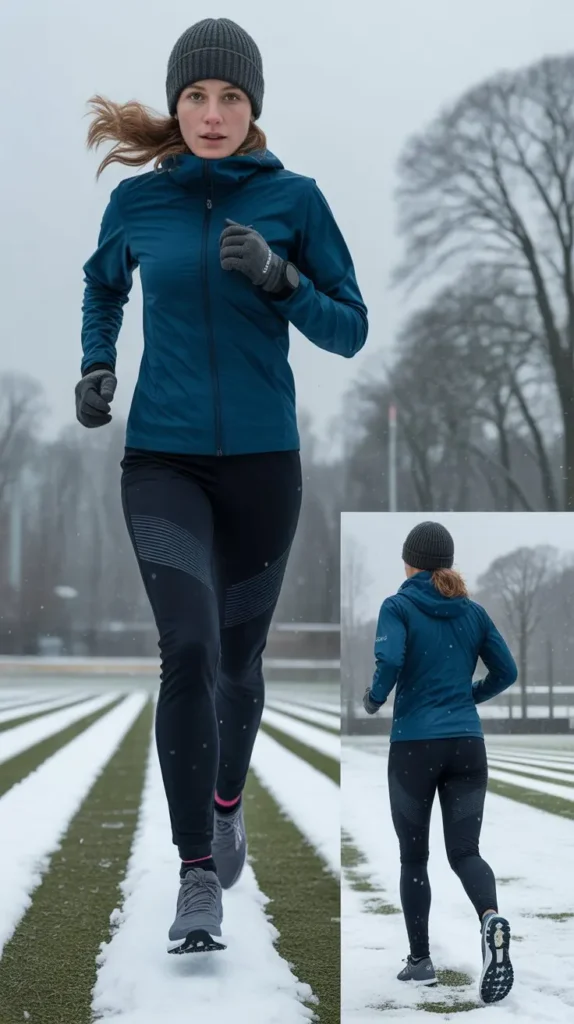  Winter Running Outfit With Beanie and Gloves