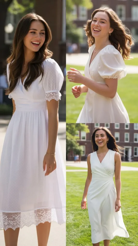 Classic White Midi Dress for a Timeless Graduation Look