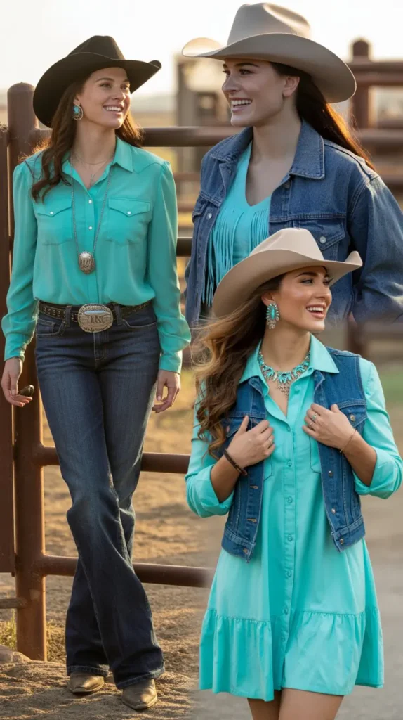Turquoise and Denim Western Look