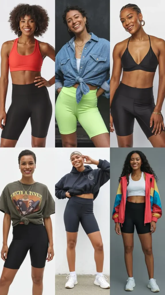 Biker Shorts And Sports Bra Outfit