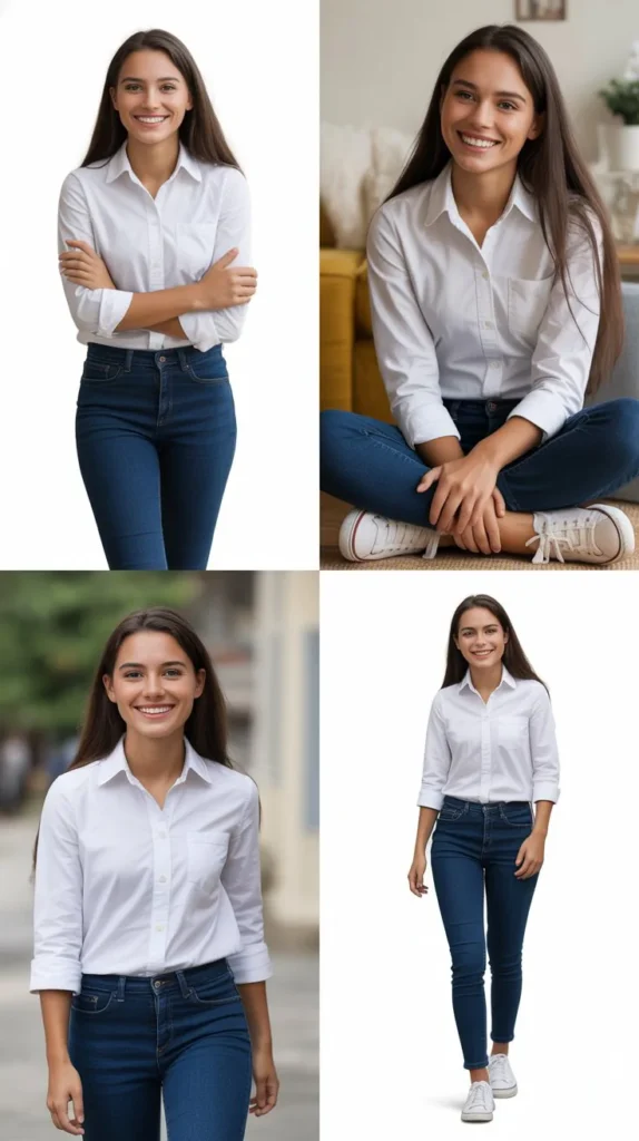 Button-Up Shirt with Jeans