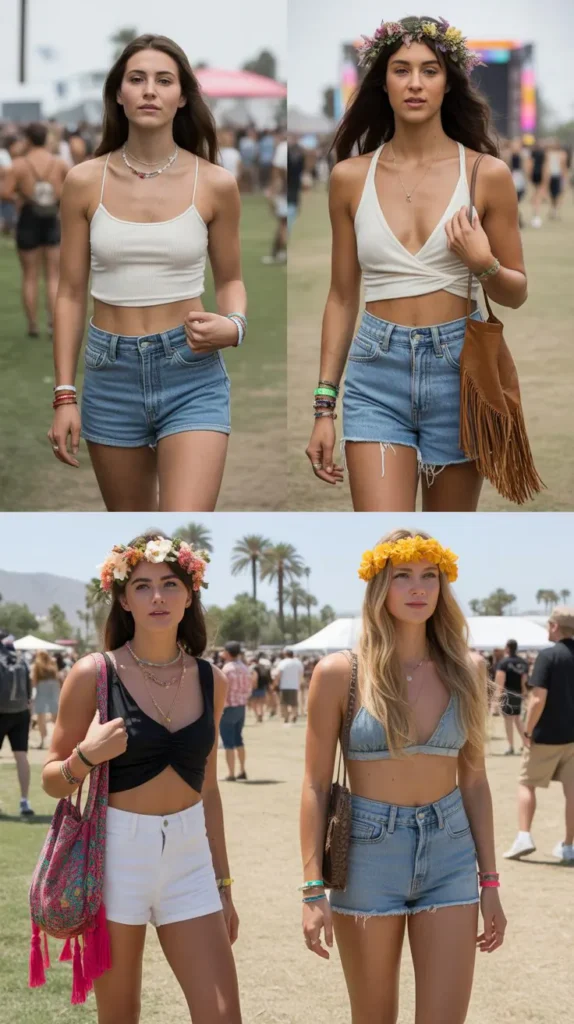 . Denim Shorts and Crop Top Combo