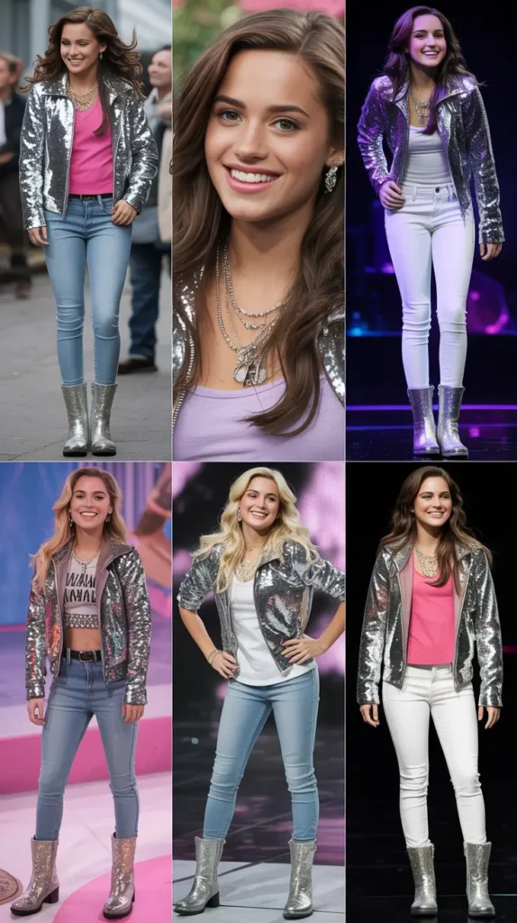 Sequined Silver Jacket With Skinny Jeans